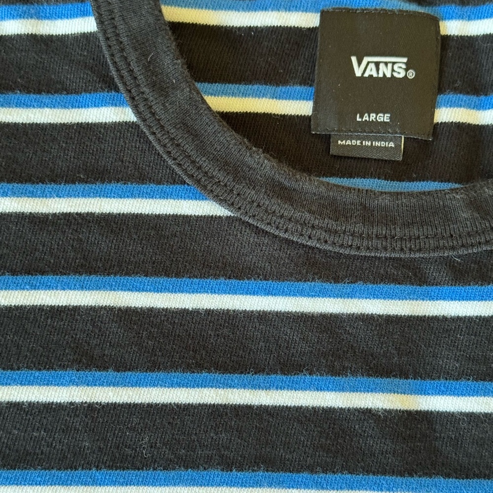 Vans Navy Blue and white Striped Tee